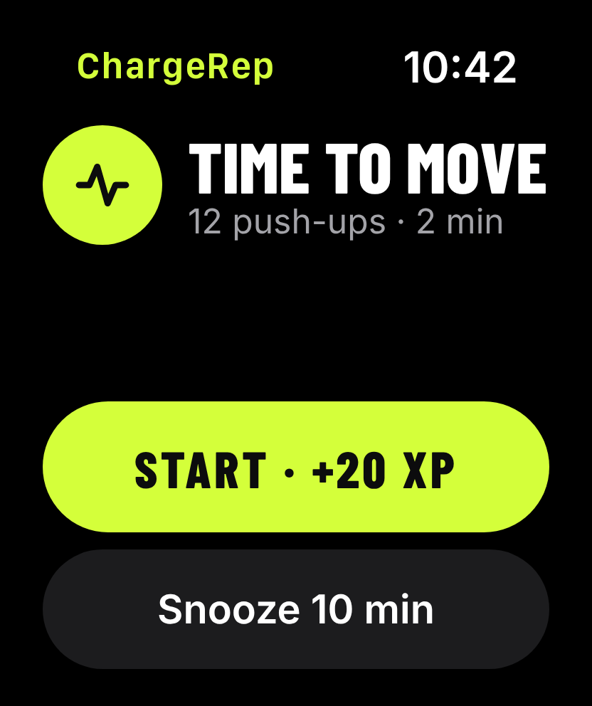 An Apple Watch nudge: time to move, 12 push-ups
