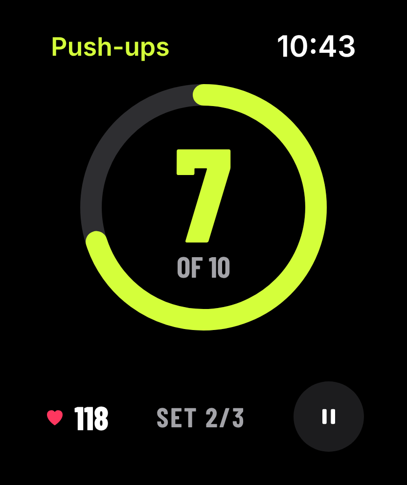 Apple Watch counting push-ups: 7 of 10